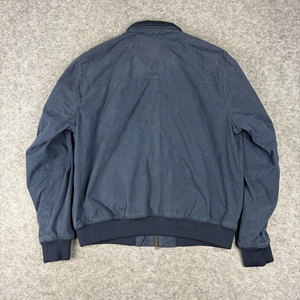 J Crew Harrington Jacket Men's Large Navy Blue Cotton Lined Full Zip Preppy